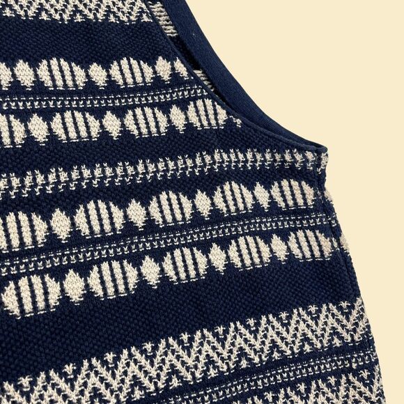 Vintage 90s blue sweater vest by Roundtree & Yorke, size XXL striped vest - Picture 6 of 8